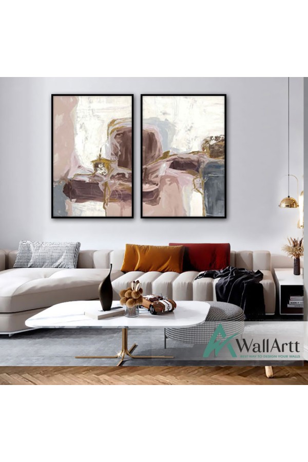 Pink Blush I-II 2 Piece Textured Partial Oil Painting